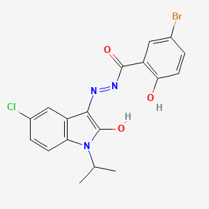 B2708196 (E)-5-bromo-N'-(5-chloro-1-isopropyl-2-oxoindolin-3-ylidene)-2-hydroxybenzohydrazide CAS No. 613219-70-8