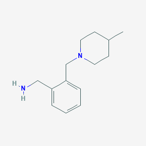 molecular formula C14H22N2 B2708231 1-[2-[(4-Methylpiperidin-1-yl)methyl]phenyl]methanamine CAS No. 923688-51-1