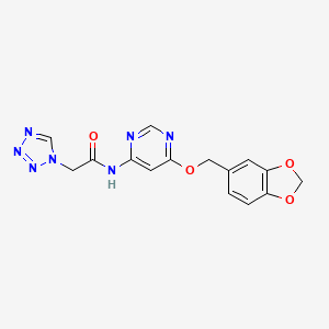 N-(6-(benzo[d][1,3]dioxol-5-ylmethoxy)pyrimidin-4-yl)-2-(1H-tetrazol-1-yl)acetamide