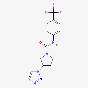 molecular formula C14H14F3N5O B2708237 3-(1H-1,2,3-triazol-1-yl)-N-(4-(trifluoromethyl)phenyl)pyrrolidine-1-carboxamide CAS No. 1795444-55-1