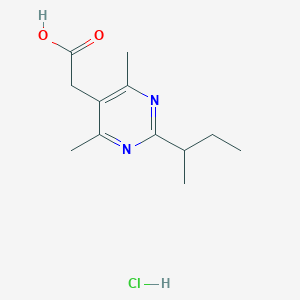 molecular formula C12H19ClN2O2 B2708244 2-(2-(丁基)-4,6-二甲基嘧啶-5-基)乙酸 盐酸盐 CAS No. 1909320-00-8