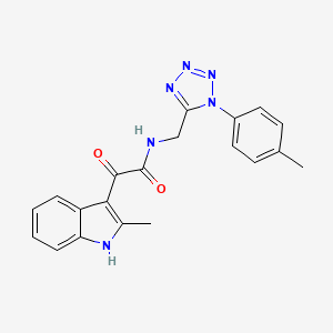 molecular formula C20H18N6O2 B2708245 2-(2-methyl-1H-indol-3-yl)-2-oxo-N-((1-(p-tolyl)-1H-tetrazol-5-yl)methyl)acetamide CAS No. 920461-28-5