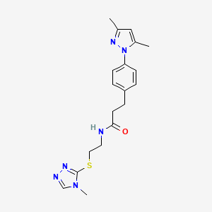 3-(4-(3,5-dimethyl-1H-pyrazol-1-yl)phenyl)-N-(2-((4-methyl-4H-1,2,4-triazol-3-yl)thio)ethyl)propanamide
