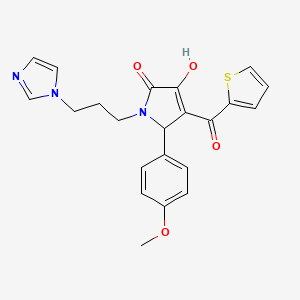 molecular formula C22H21N3O4S B2708253 1-(3-(1H-imidazol-1-yl)propyl)-3-hydroxy-5-(4-methoxyphenyl)-4-(thiophene-2-carbonyl)-1H-pyrrol-2(5H)-one CAS No. 378760-63-5