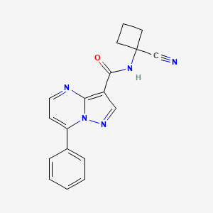 molecular formula C18H15N5O B2708259 N-(1-cyanocyclobutyl)-7-phenylpyrazolo[1,5-a]pyrimidine-3-carboxamide CAS No. 1445646-73-0