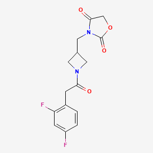 molecular formula C15H14F2N2O4 B2708264 3-((1-(2-(2,4-Difluorophenyl)acetyl)azetidin-3-yl)methyl)oxazolidine-2,4-dione CAS No. 2034610-36-9
