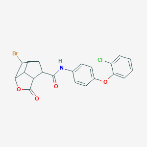 molecular formula C21H17BrClNO4 B270827 6-bromo-N-[4-(2-chlorophenoxy)phenyl]-2-oxohexahydro-2H-3,5-methanocyclopenta[b]furan-7-carboxamide 