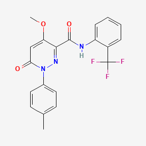 molecular formula C20H16F3N3O3 B2708277 4-methoxy-1-(4-methylphenyl)-6-oxo-N-[2-(trifluoromethyl)phenyl]pyridazine-3-carboxamide CAS No. 941879-59-0