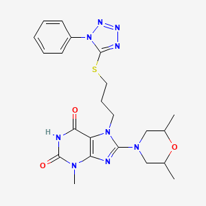 8-(2,6-dimethylmorpholino)-3-methyl-7-(3-((1-phenyl-1H-tetrazol-5-yl)thio)propyl)-1H-purine-2,6(3H,7H)-dione