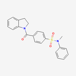 molecular formula C22H20N2O3S B2708287 4-(indoline-1-carbonyl)-N-methyl-N-phenylbenzenesulfonamide CAS No. 392289-95-1