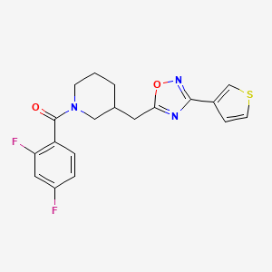 molecular formula C19H17F2N3O2S B2708289 (2,4-Difluorophenyl)(3-((3-(thiophen-3-yl)-1,2,4-oxadiazol-5-yl)methyl)piperidin-1-yl)methanone CAS No. 1788681-88-8