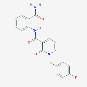 molecular formula C20H16FN3O3 B2708291 N-(2-carbamoylphenyl)-1-(4-fluorobenzyl)-2-oxo-1,2-dihydropyridine-3-carboxamide CAS No. 946302-13-2