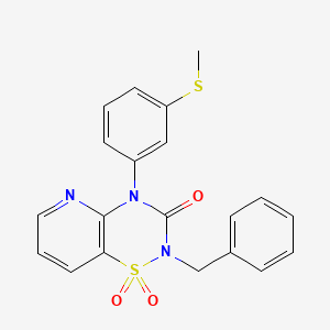 molecular formula C20H17N3O3S2 B2708306 2-benzyl-4-(3-(methylthio)phenyl)-2H-pyrido[2,3-e][1,2,4]thiadiazin-3(4H)-one 1,1-dioxide CAS No. 1251694-43-5