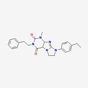 molecular formula C24H25N5O2 B2708309 8-(4-ethylphenyl)-1-methyl-3-(2-phenylethyl)-1H,2H,3H,4H,6H,7H,8H-imidazo[1,2-g]purine-2,4-dione CAS No. 872842-81-4
