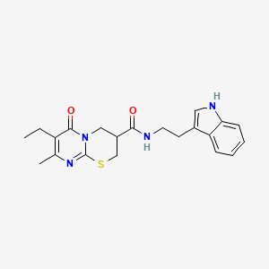 molecular formula C21H24N4O2S B2708310 N-(2-(1H-indol-3-yl)ethyl)-7-ethyl-8-methyl-6-oxo-2,3,4,6-tetrahydropyrimido[2,1-b][1,3]thiazine-3-carboxamide CAS No. 1396845-97-8