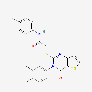 molecular formula C24H23N3O2S2 B2708314 N-(3,4-dimethylphenyl)-2-{[3-(3,4-dimethylphenyl)-4-oxo-3,4-dihydrothieno[3,2-d]pyrimidin-2-yl]sulfanyl}acetamide CAS No. 1260915-00-1