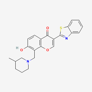 molecular formula C23H22N2O3S B2708315 3-(1,3-benzothiazol-2-yl)-7-hydroxy-8-[(3-methylpiperidin-1-yl)methyl]-4H-chromen-4-one CAS No. 637747-63-8