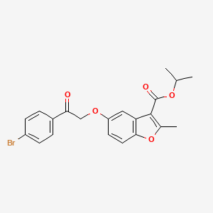 molecular formula C21H19BrO5 B2708320 Propan-2-yl 5-[2-(4-bromophenyl)-2-oxoethoxy]-2-methyl-1-benzofuran-3-carboxylate CAS No. 300557-16-8