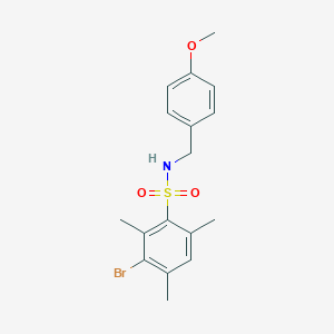 molecular formula C17H20BrNO3S B2708321 3-Bromo-N-[(4-methoxyphenyl)methyl]-2,4,6-trimethylbenzenesulfonamide CAS No. 1903095-13-5