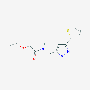 molecular formula C13H17N3O2S B2708322 2-Ethoxy-N-[(2-methyl-5-thiophen-2-ylpyrazol-3-yl)methyl]acetamide CAS No. 2320854-58-6