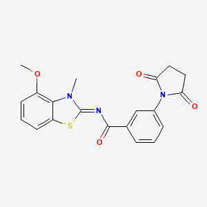 (E)-3-(2,5-dioxopyrrolidin-1-yl)-N-(4-methoxy-3-methylbenzo[d]thiazol-2(3H)-ylidene)benzamide
