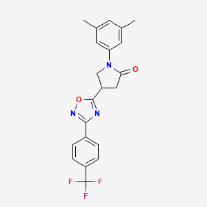 molecular formula C21H18F3N3O2 B2708328 1-(3,5-二甲基苯基)-4-(3-(4-(三氟甲基)苯基)-1,2,4-噁二唑-5-基)吡咯烷-2-酮 CAS No. 941962-63-6