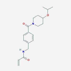 molecular formula C19H26N2O3 B2708335 N-[[4-(4-Propan-2-yloxypiperidine-1-carbonyl)phenyl]methyl]prop-2-enamide CAS No. 2199338-60-6