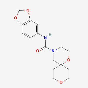 molecular formula C16H20N2O5 B2708338 N-(benzo[d][1,3]dioxol-5-yl)-1,9-dioxa-4-azaspiro[5.5]undecane-4-carboxamide CAS No. 1421504-31-5