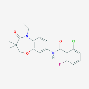 molecular formula C20H20ClFN2O3 B2708339 2-chloro-N-(5-ethyl-3,3-dimethyl-4-oxo-2,3,4,5-tetrahydrobenzo[b][1,4]oxazepin-8-yl)-6-fluorobenzamide CAS No. 921793-47-7