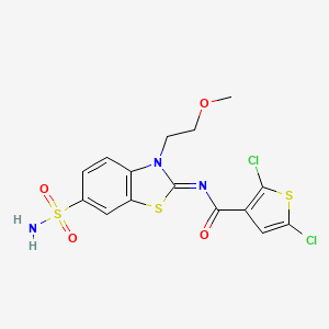 molecular formula C15H13Cl2N3O4S3 B2708350 (Z)-2,5-二氯-N-(3-(2-甲氧基乙基)-6-磺酰基苯并[d]噻唑-2(3H)-基亚)噻吩-3-甲酰胺 CAS No. 1164464-61-2