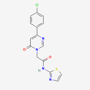 molecular formula C15H11ClN4O2S B2708352 2-(4-(4-chlorophenyl)-6-oxopyrimidin-1(6H)-yl)-N-(thiazol-2-yl)acetamide CAS No. 1207008-58-9