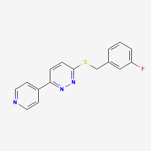 molecular formula C16H12FN3S B2708383 3-((3-Fluorobenzyl)thio)-6-(pyridin-4-yl)pyridazine CAS No. 893993-93-6
