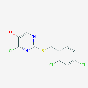 molecular formula C12H9Cl3N2OS B2708398 4-Chloro-2-[(2,4-dichlorobenzyl)sulfanyl]-5-methoxypyrimidine CAS No. 339275-84-2