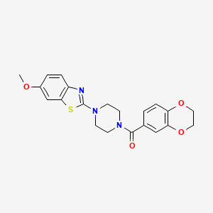 molecular formula C21H21N3O4S B2708402 (2,3-二氢苯并[b][1,4]二噁英-6-基)(4-(6-甲氧基苯并[d]噻唑-2-基)哌嗪-1-基)甲酮 CAS No. 897469-36-2