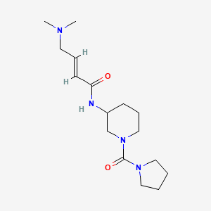 molecular formula C16H28N4O2 B2708407 (E)-4-(Dimethylamino)-N-[1-(pyrrolidine-1-carbonyl)piperidin-3-yl]but-2-enamide CAS No. 2411336-60-0
