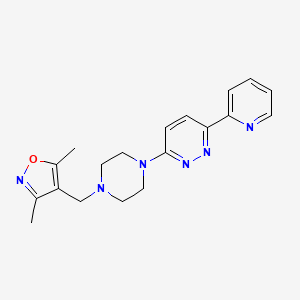 molecular formula C19H22N6O B2708409 3,5-Dimethyl-4-[[4-(6-pyridin-2-ylpyridazin-3-yl)piperazin-1-yl]methyl]-1,2-oxazole CAS No. 2380142-89-0