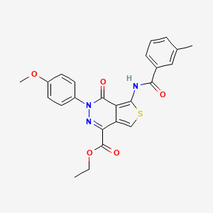 molecular formula C24H21N3O5S B2708412 Ethyl 3-(4-methoxyphenyl)-5-[(3-methylbenzoyl)amino]-4-oxothieno[3,4-d]pyridazine-1-carboxylate CAS No. 851951-75-2