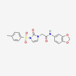 molecular formula C19H17N3O6S B2708413 N-(1,3-苯并二氧杂环-5-基)-2-[3-(4-甲基苯基)磺酰-2-氧代咪唑-1-基]乙酰胺 CAS No. 941969-78-4