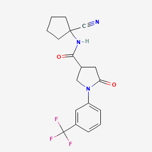 molecular formula C18H18F3N3O2 B2708415 N-(1-cyanocyclopentyl)-5-oxo-1-[3-(trifluoromethyl)phenyl]pyrrolidine-3-carboxamide CAS No. 1423778-02-2