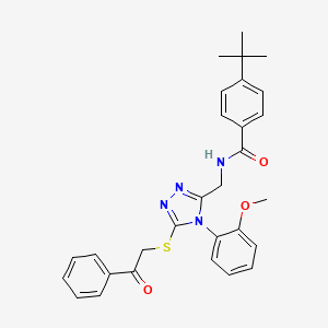 molecular formula C29H30N4O3S B2708423 4-(tert-butyl)-N-((4-(2-methoxyphenyl)-5-((2-oxo-2-phenylethyl)thio)-4H-1,2,4-triazol-3-yl)methyl)benzamide CAS No. 391917-72-9