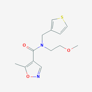 molecular formula C13H16N2O3S B2708434 N-(2-methoxyethyl)-5-methyl-N-(thiophen-3-ylmethyl)isoxazole-4-carboxamide CAS No. 1448078-78-1