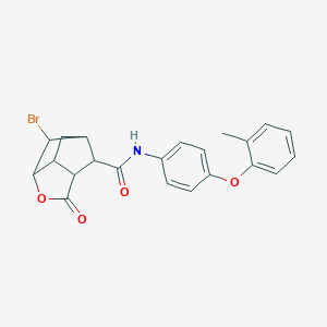 molecular formula C22H20BrNO4 B270846 6-bromo-N-[4-(2-methylphenoxy)phenyl]-2-oxohexahydro-2H-3,5-methanocyclopenta[b]furan-7-carboxamide 