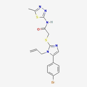 molecular formula C17H16BrN5OS2 B2708464 2-((1-烯丙基-5-(4-溴苯基)-1H-咪唑-2-基)硫代)-N-(5-甲基-1,3,4-噻二唑-2-基)乙酰胺 CAS No. 1207020-85-6