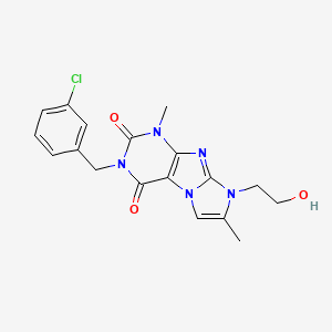 molecular formula C18H18ClN5O3 B2708469 3-(3-chlorobenzyl)-8-(2-hydroxyethyl)-1,7-dimethyl-1H-imidazo[2,1-f]purine-2,4(3H,8H)-dione CAS No. 900135-20-8