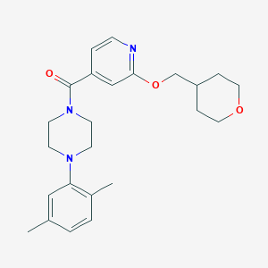 molecular formula C24H31N3O3 B2708470 (4-(2,5-二甲基苯基)哌嗪-1-基)(2-((四氢-2H-吡喃-4-基)甲氧基)吡啶-4-基)甲酮 CAS No. 2034365-45-0