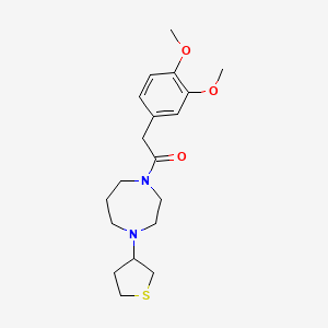 molecular formula C19H28N2O3S B2708476 2-(3,4-Dimethoxyphenyl)-1-(4-(tetrahydrothiophen-3-yl)-1,4-diazepan-1-yl)ethan-1-one CAS No. 2320517-61-9