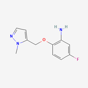 molecular formula C11H12FN3O B2708480 5-fluoro-2-[(1-methyl-1H-pyrazol-5-yl)methoxy]aniline CAS No. 1245822-72-3