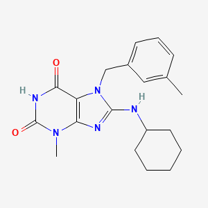 molecular formula C20H25N5O2 B2708500 8-(环己基氨基)-3-甲基-7-(3-甲基苄基)-1H-嘧啶-2,6(3H,7H)-二酮 CAS No. 377053-33-3