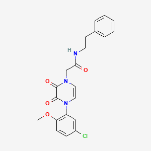 molecular formula C21H20ClN3O4 B2708502 2-(4-(5-chloro-2-methoxyphenyl)-2,3-dioxo-3,4-dihydropyrazin-1(2H)-yl)-N-phenethylacetamide CAS No. 898463-56-4