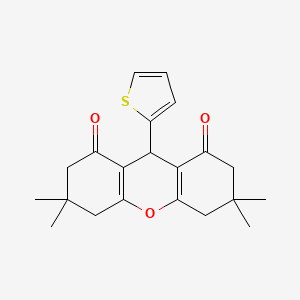 molecular formula C21H24O3S B2708525 3,3,6,6-tetramethyl-9-(thiophen-2-yl)-3,4,5,6,7,9-hexahydro-1H-xanthene-1,8(2H)-dione CAS No. 139501-87-4